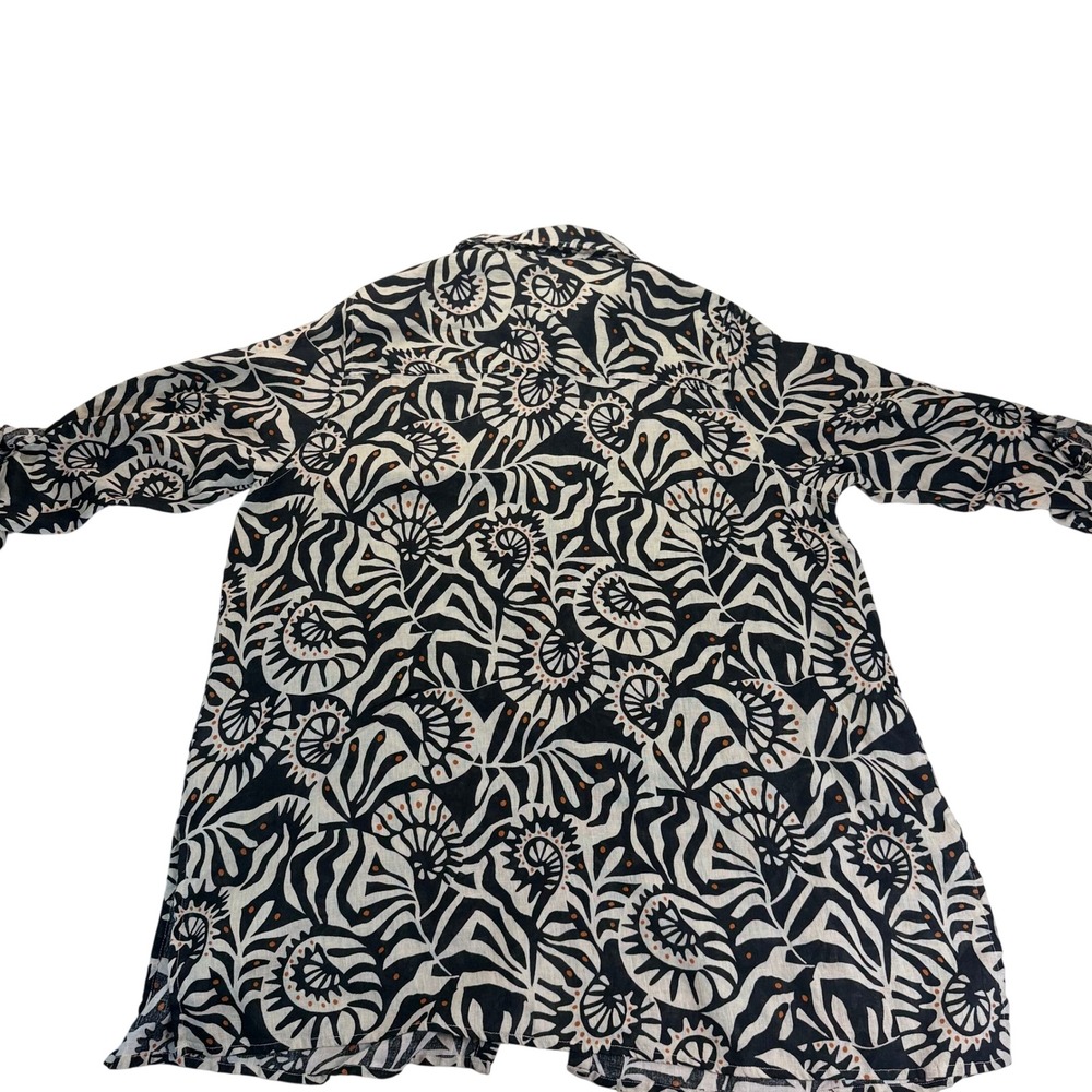 Nicole Miller NY 100% Linen Abstract Print Button Flax Tunic Shirt Dress 2X
